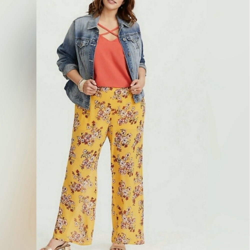 torrid Yellow Floral Wide-Leg Pants
